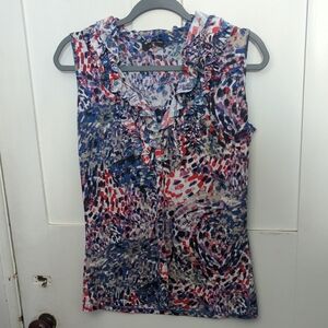 Milano Sleeveless Ruffled V-neck Blouse. Worn once.